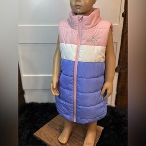 Puma Kids Puffer Vest Pink Purple Size S 7/8 YKK Zip Sleeveless Winter Jacket